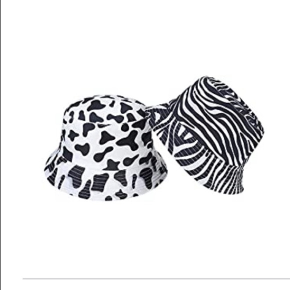 Animal print bucket hats.